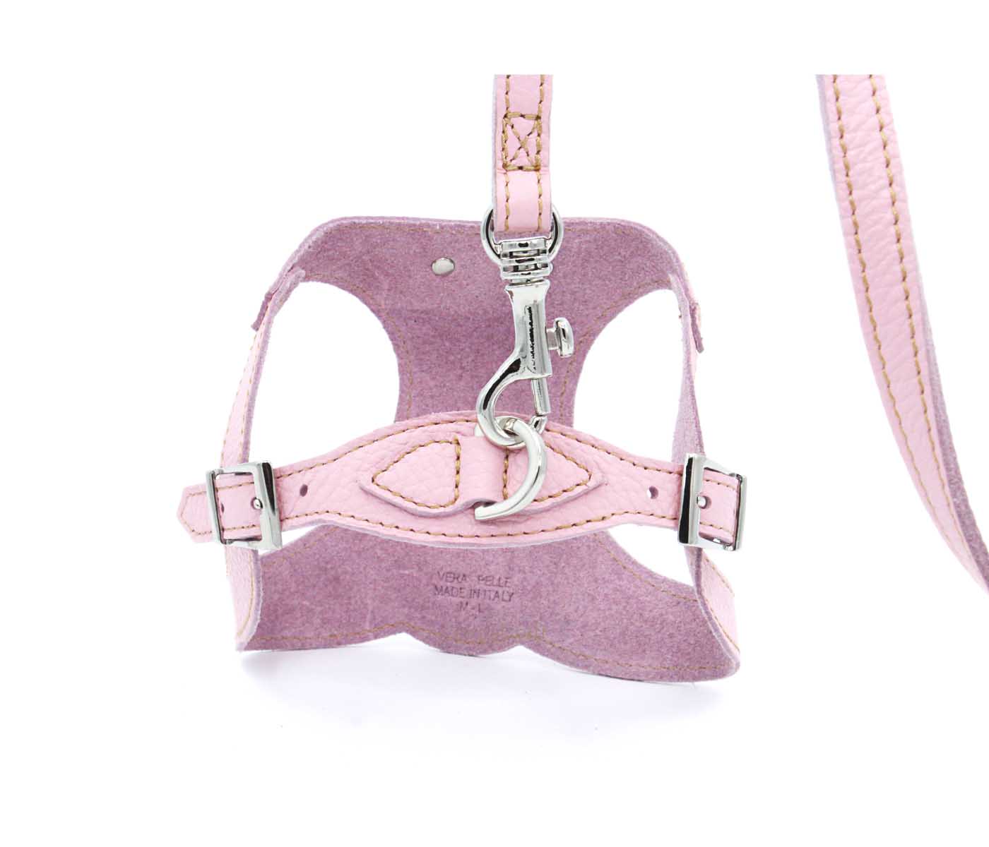 Basic. 3 pieces set. Leather Harness and leash with poop bags dispenser for dogs