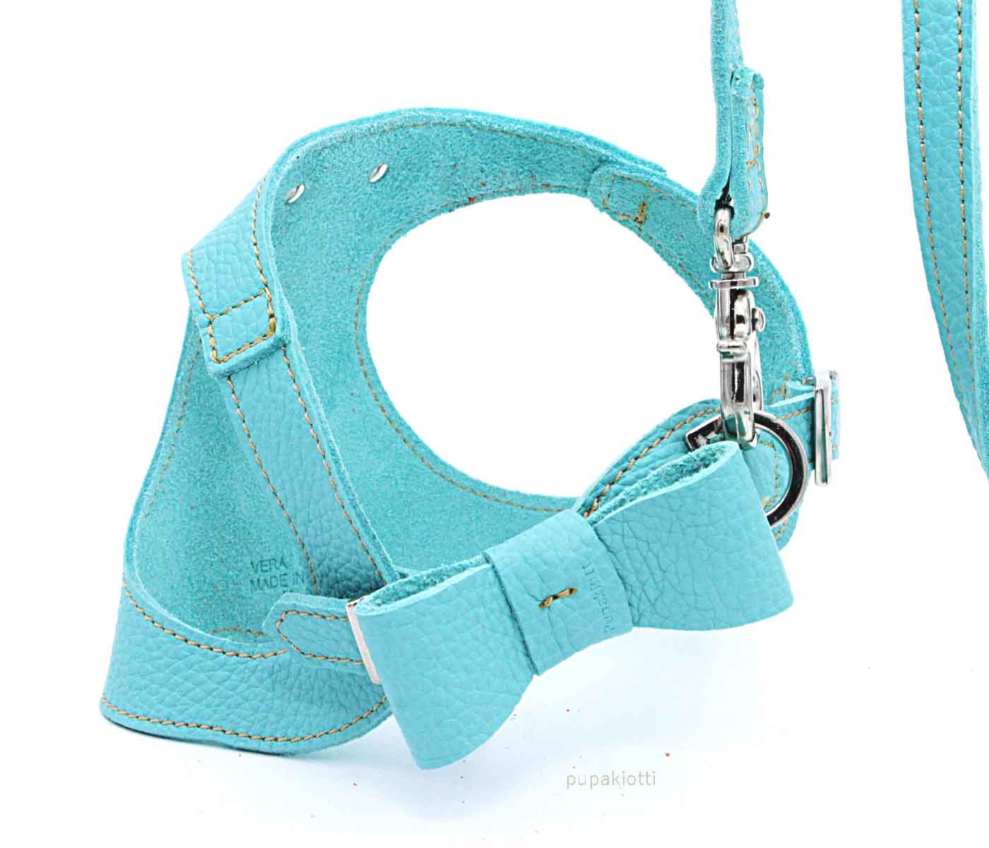 Basic. Set 3 pcs. Leather harness and leash with waste bags dispenser