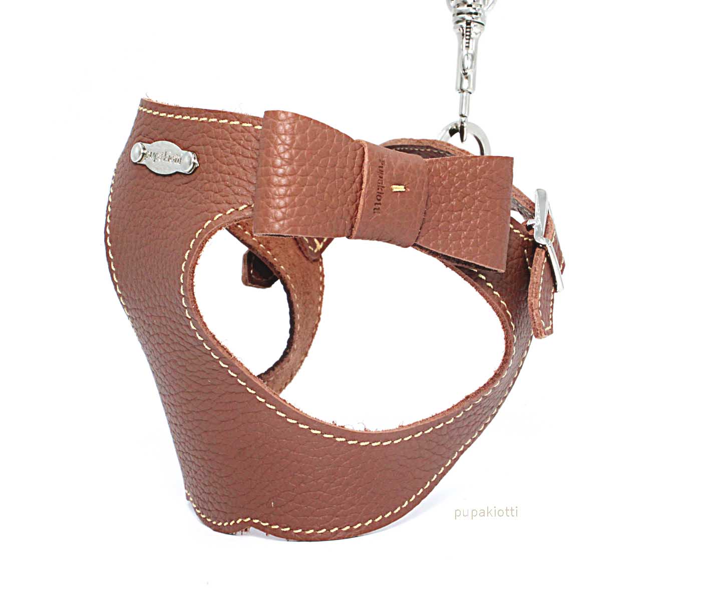 Basic. Set 3 pcs. Leather harness and leash with waste bags dispenser