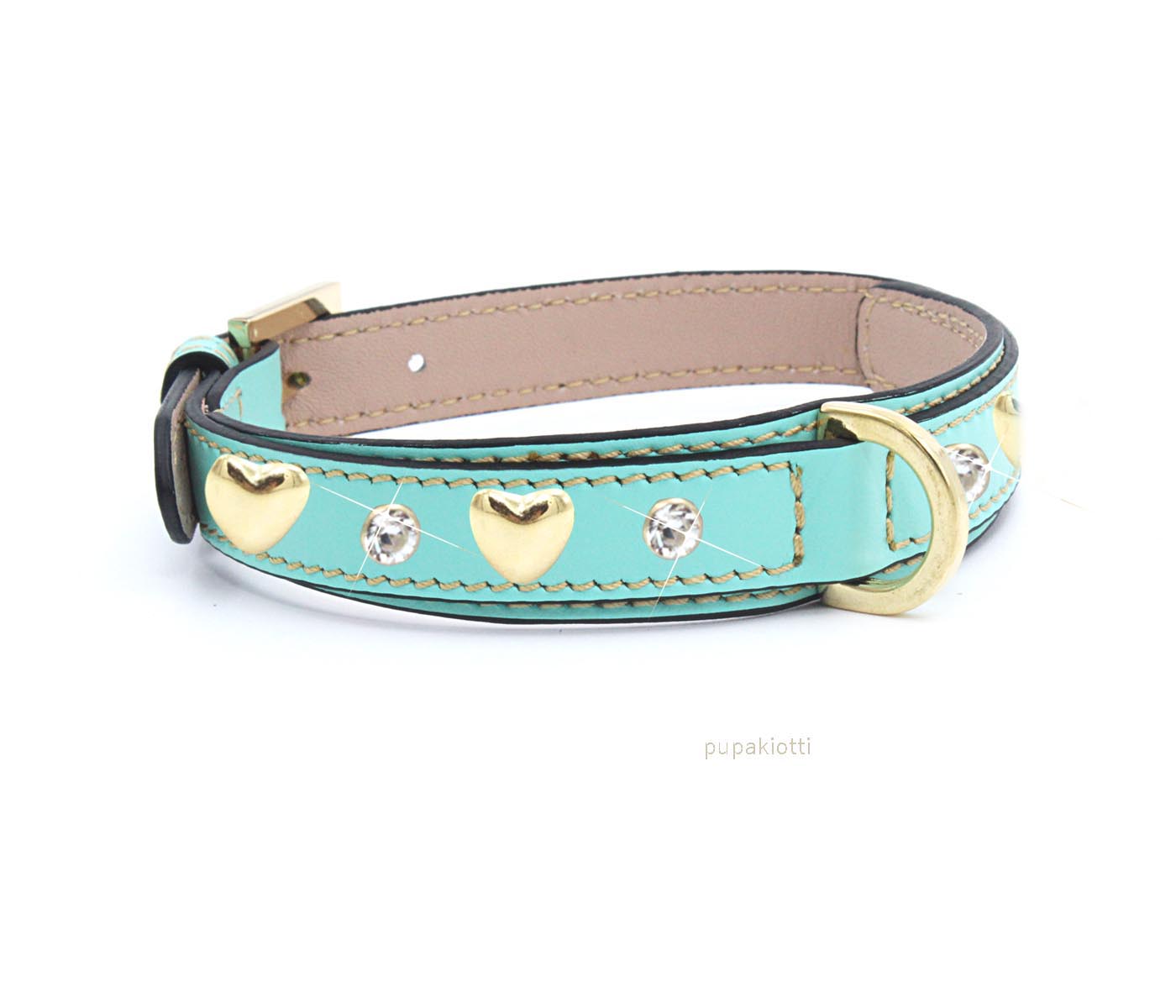 Premium. Leather collar with Studs and Swarovski for dog