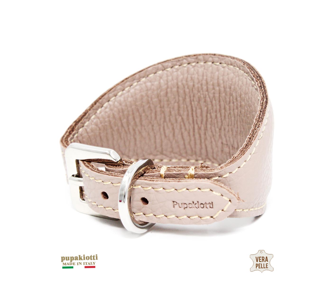 BASIC. Collare per Levriero imbottito con spugna  in vera pelle