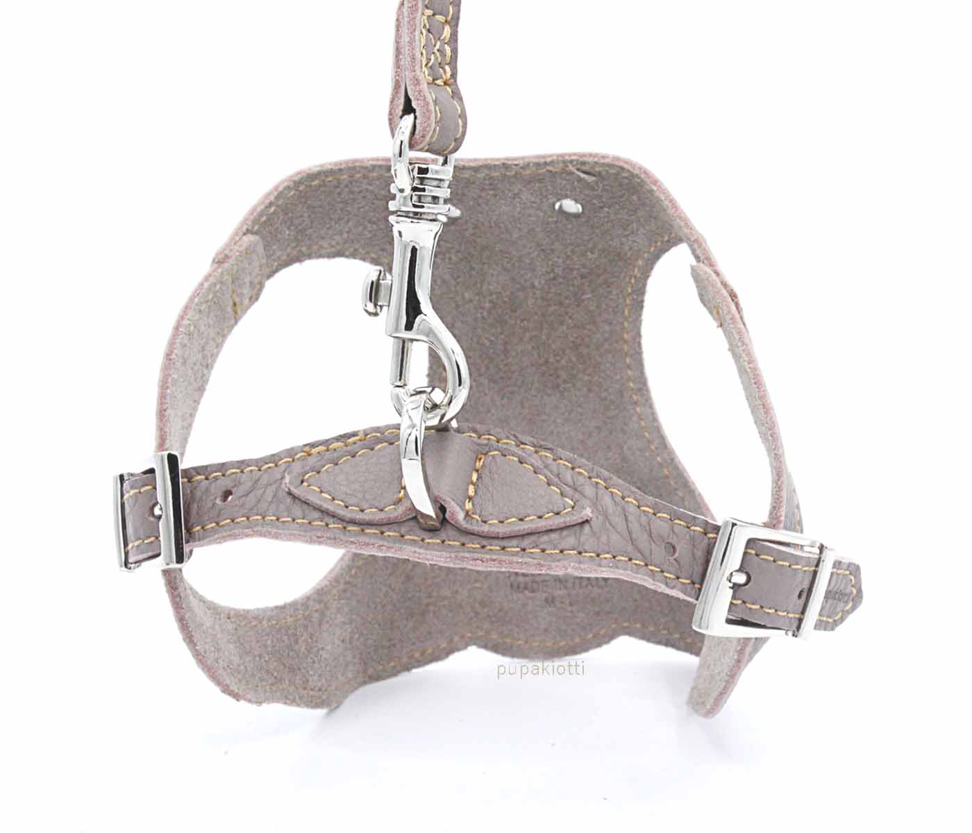 Basic. 3 pieces set. Leather Harness and leash with poop bags dispenser for dogs