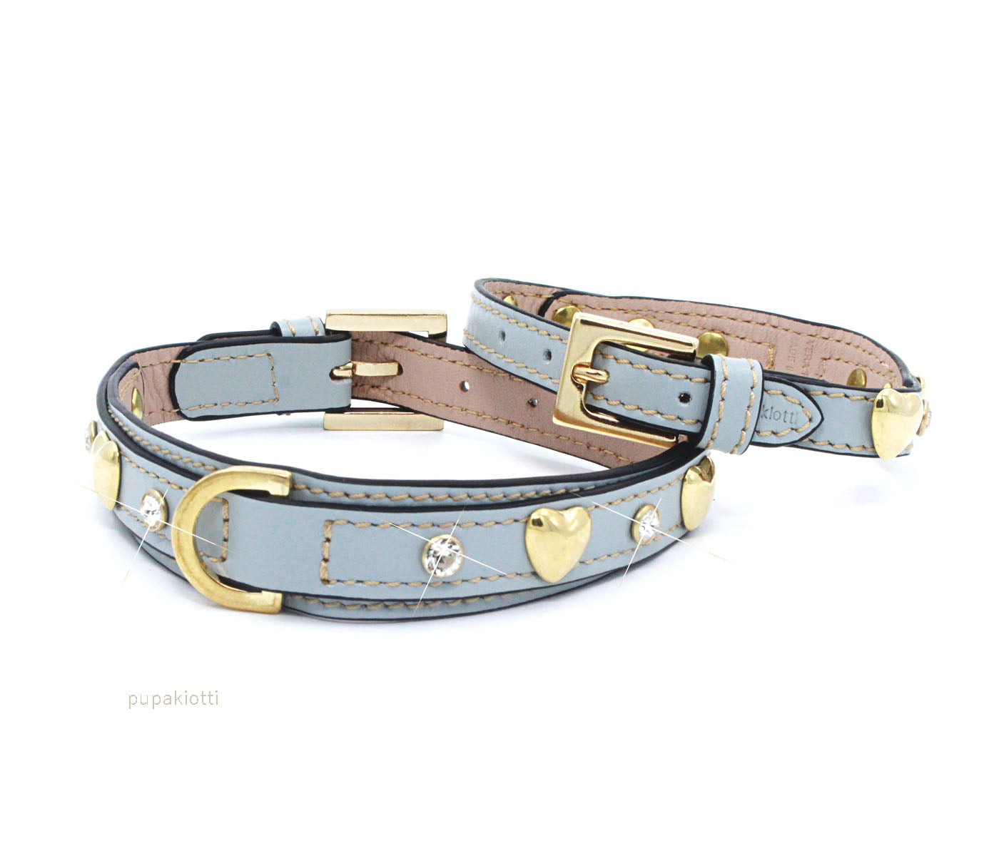 Premium. Leather collar with Studs and Swarovski for dog