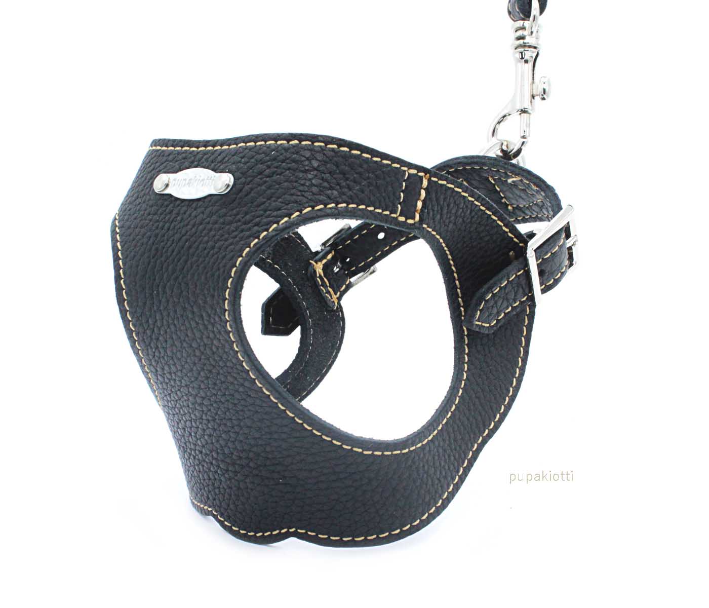 Basic. Ergonomic and adjustable leather harness for dogs