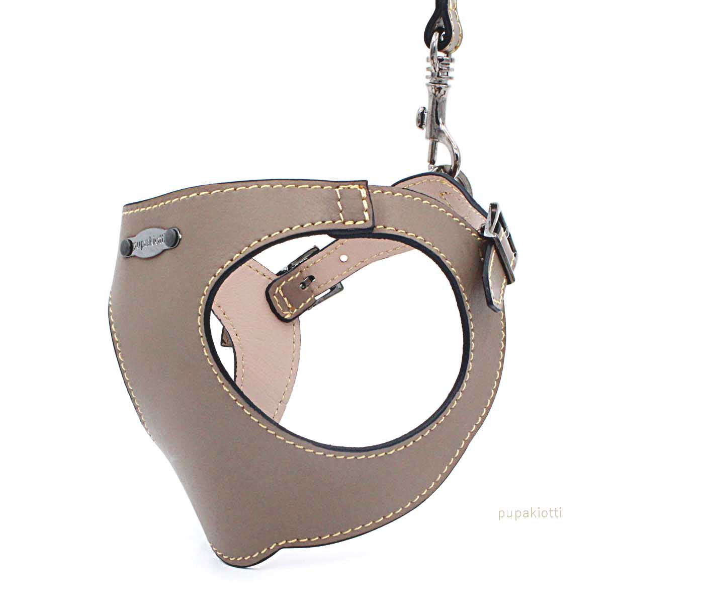 PREMIUM. SET 3 pieces. Leather harness and leash with poop bags dispenser for dog