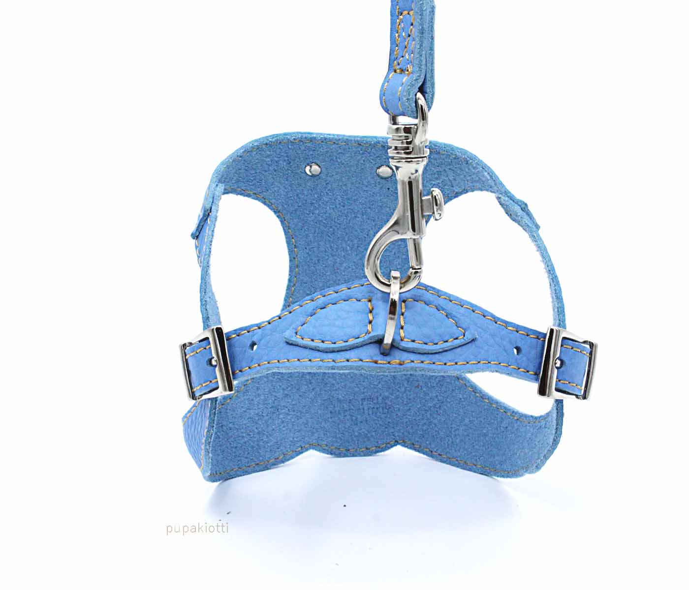 Basic. Set 3 pcs. Leather harness and leash with waste bags dispenser