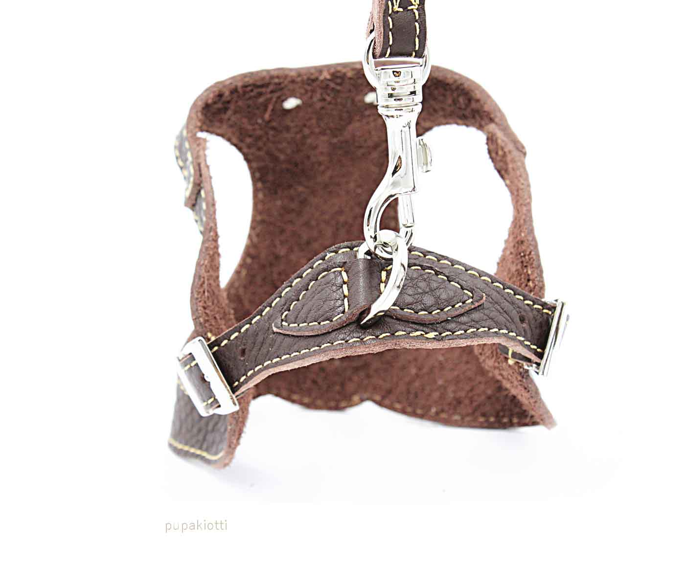 Basic. Set 3 pcs. Leather harness and leash with waste bags dispenser