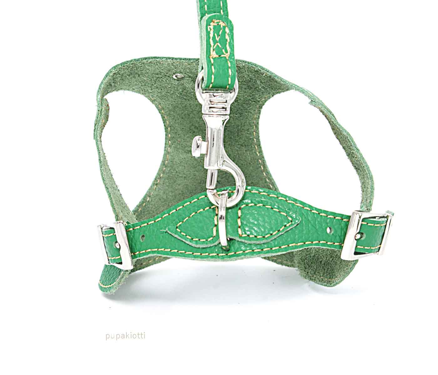 Basic. Set 3 pcs. Leather harness and leash with waste bags dispenser