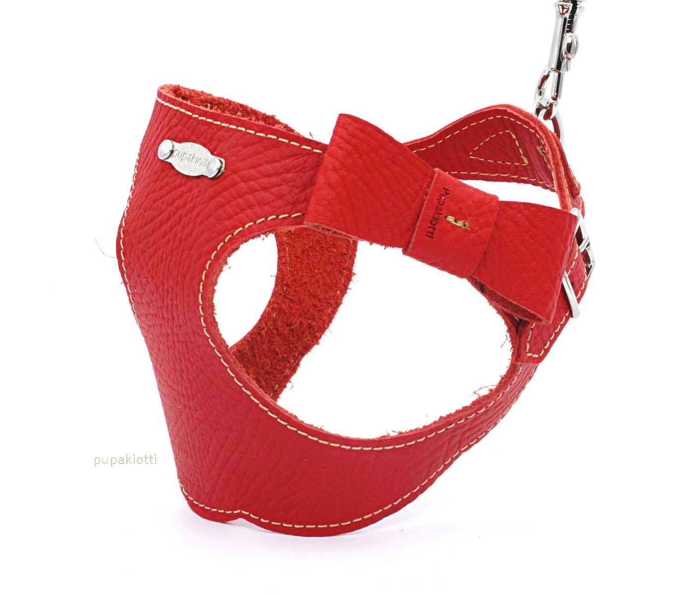 Basic. Set 3 pcs. Leather harness and leash with waste bags dispenser