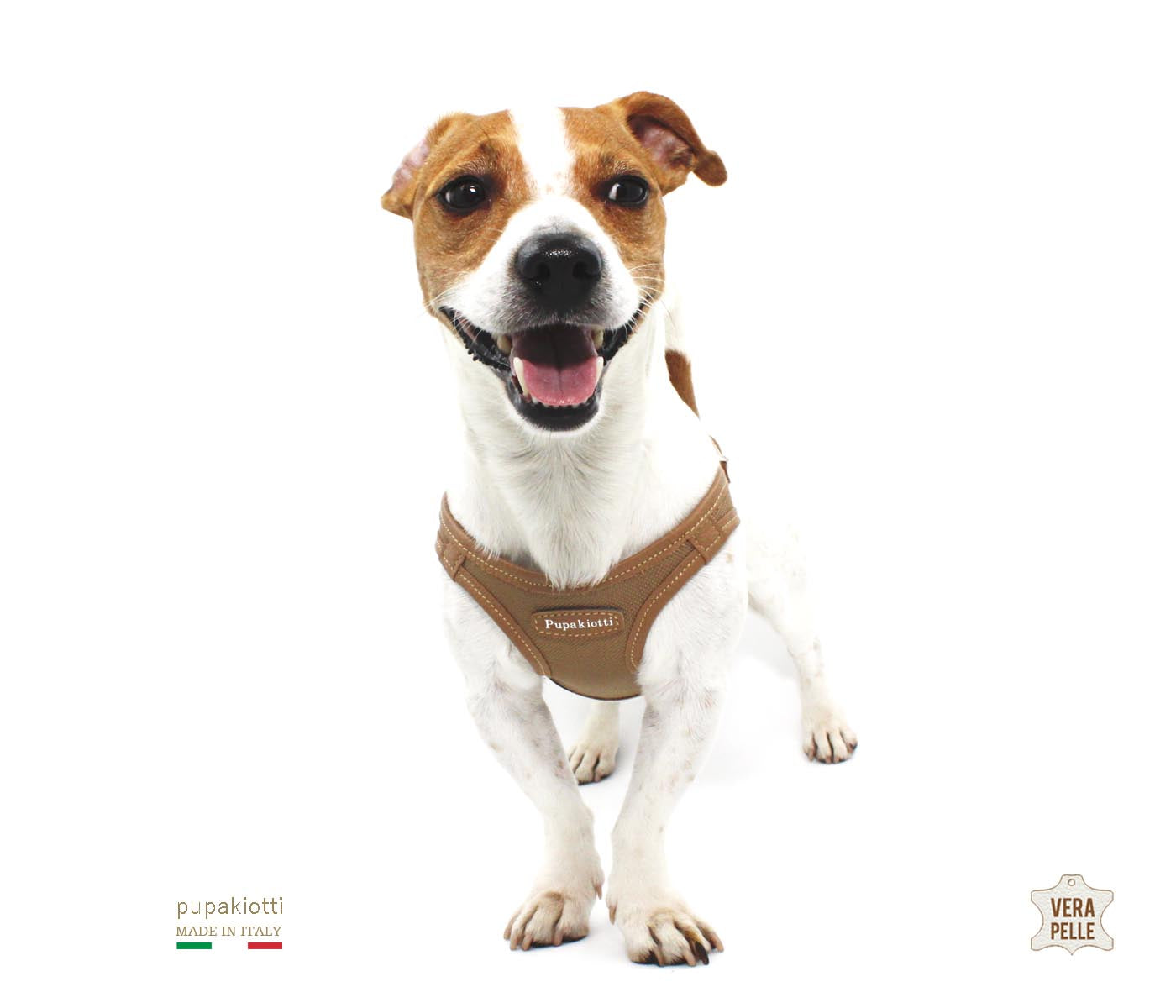 Contemporary. Pettorina ergonomica e regolabile in tessuto tecnico e vera pelle per cane