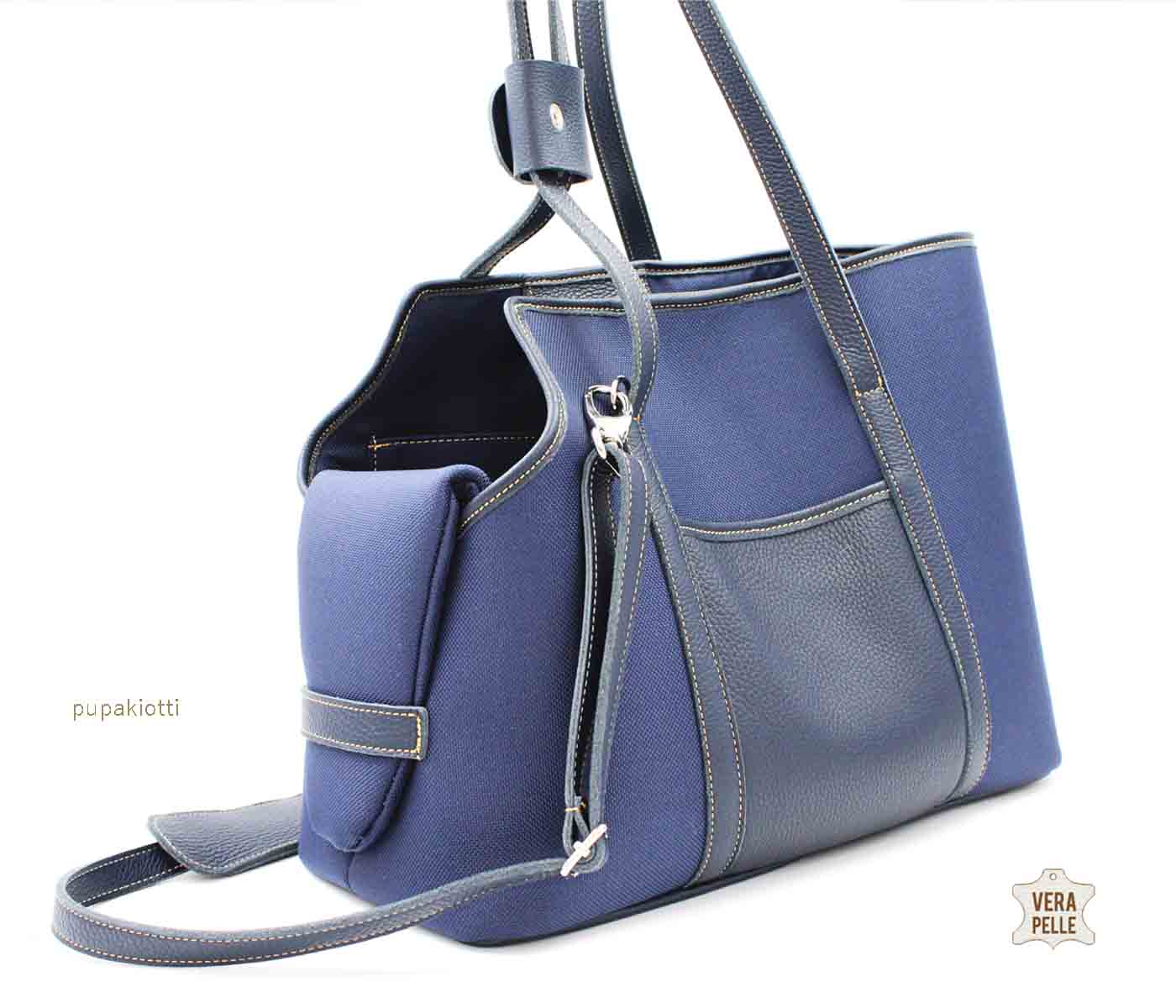 MARA. Carrying Bag made with Genuine Leather and technical waterproof fabric