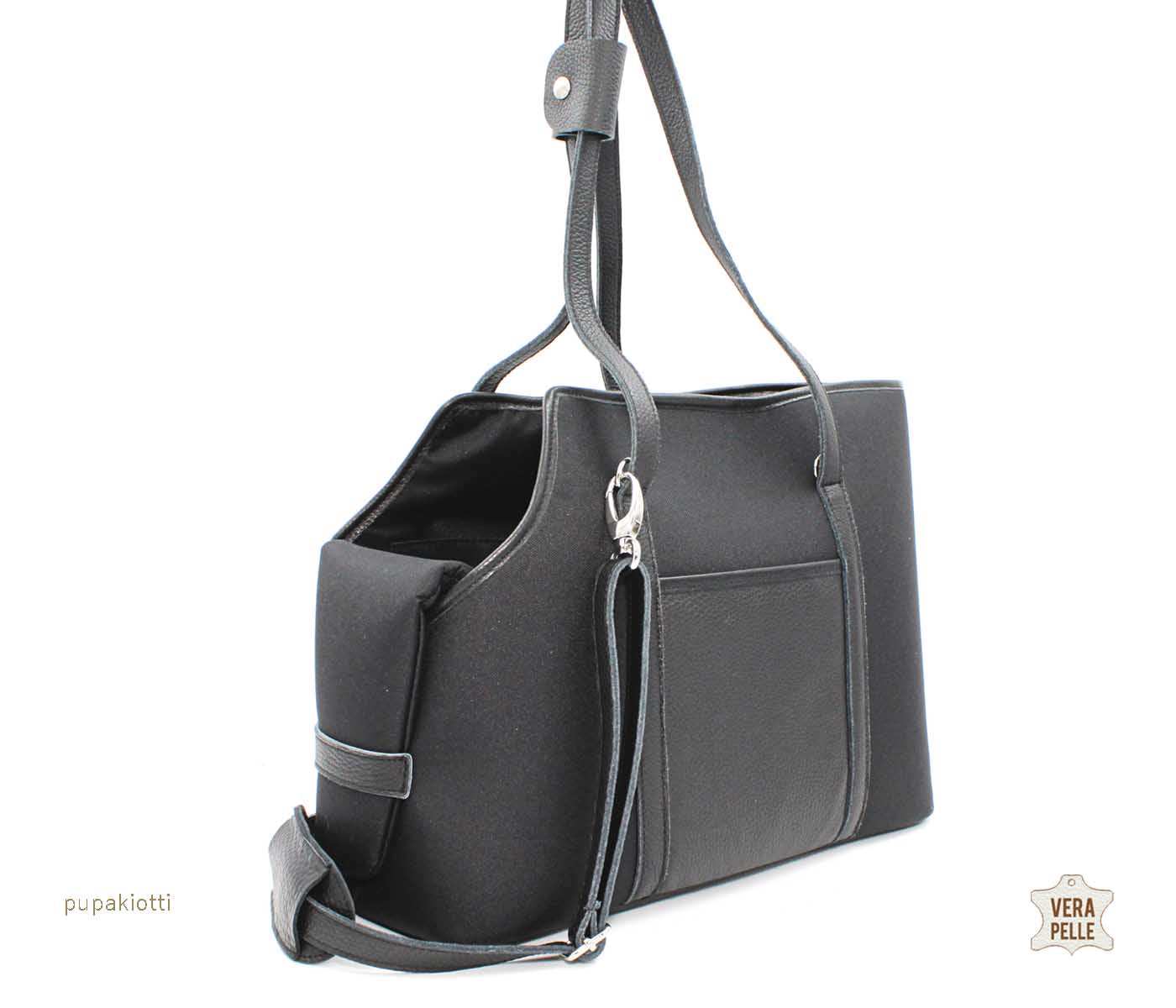 MARA. Carrying Bag made with Genuine Leather and technical waterproof fabric