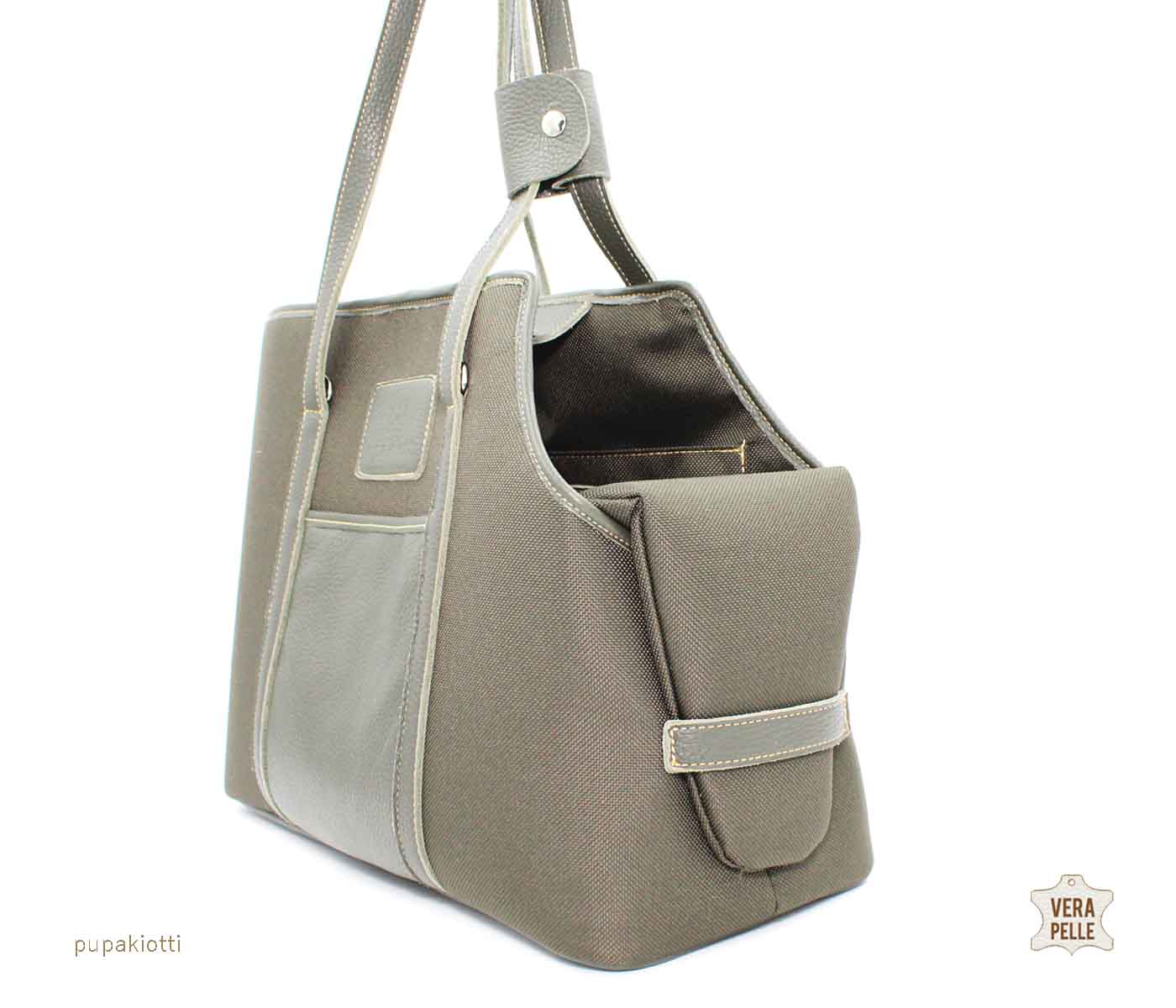 MARA. Carrying Bag made with Genuine Leather and technical waterproof fabric