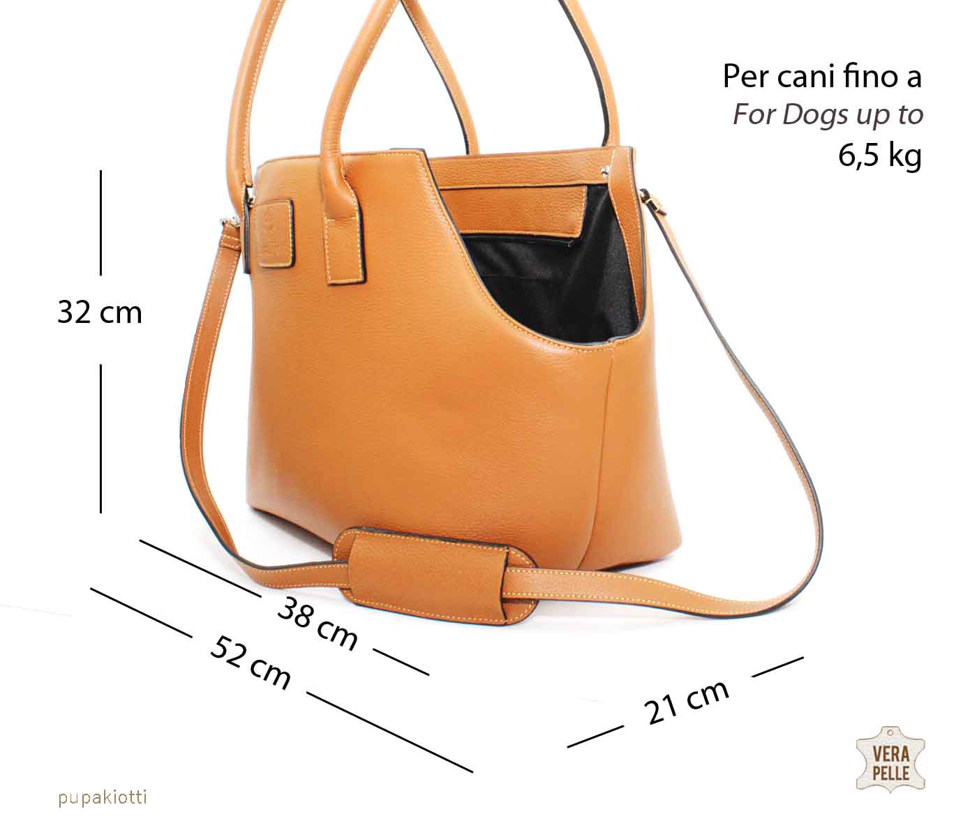 Vilma. Carrying Bag made with Genuine Leather for dog