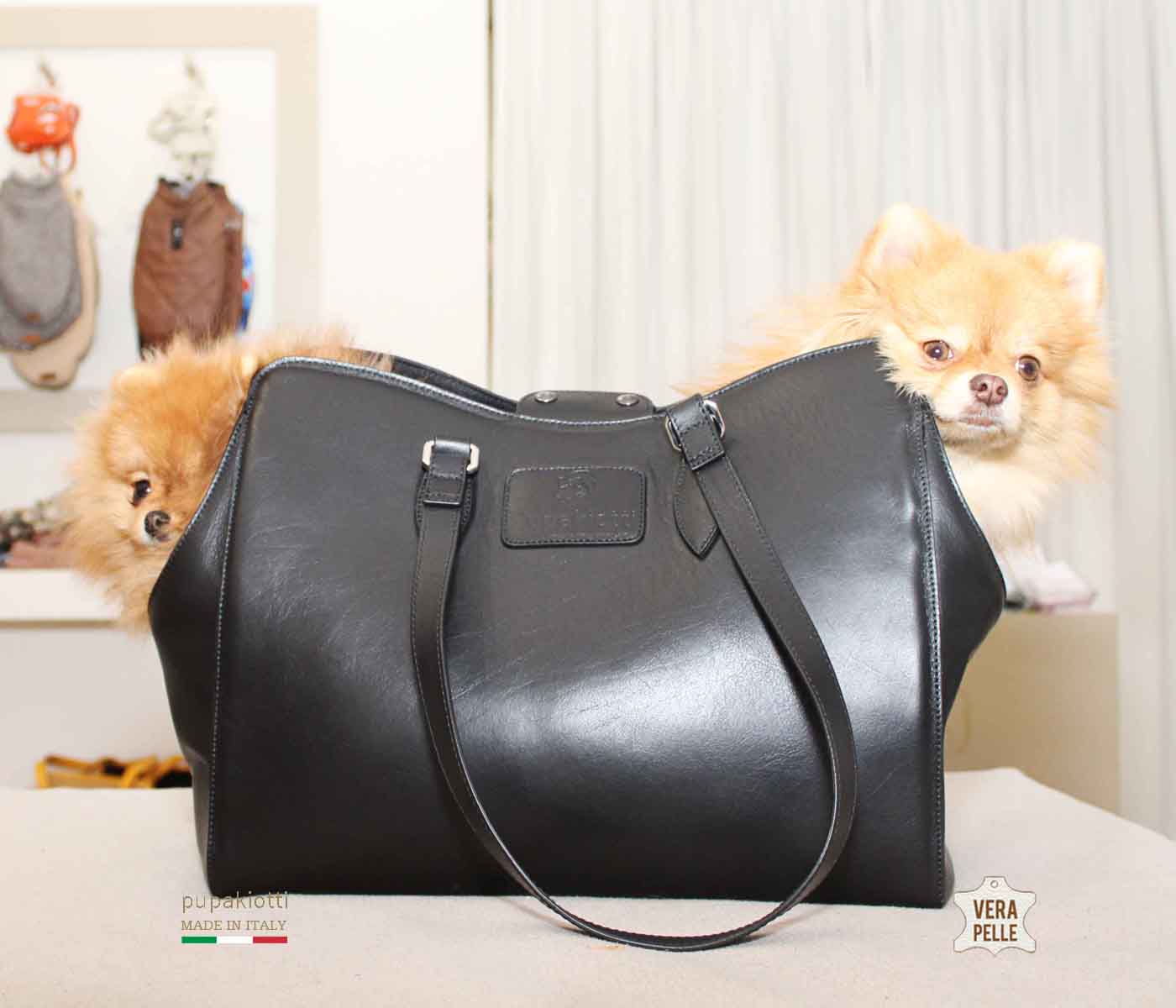 Jasmine. Carrying Bag in Genuine leather for dog