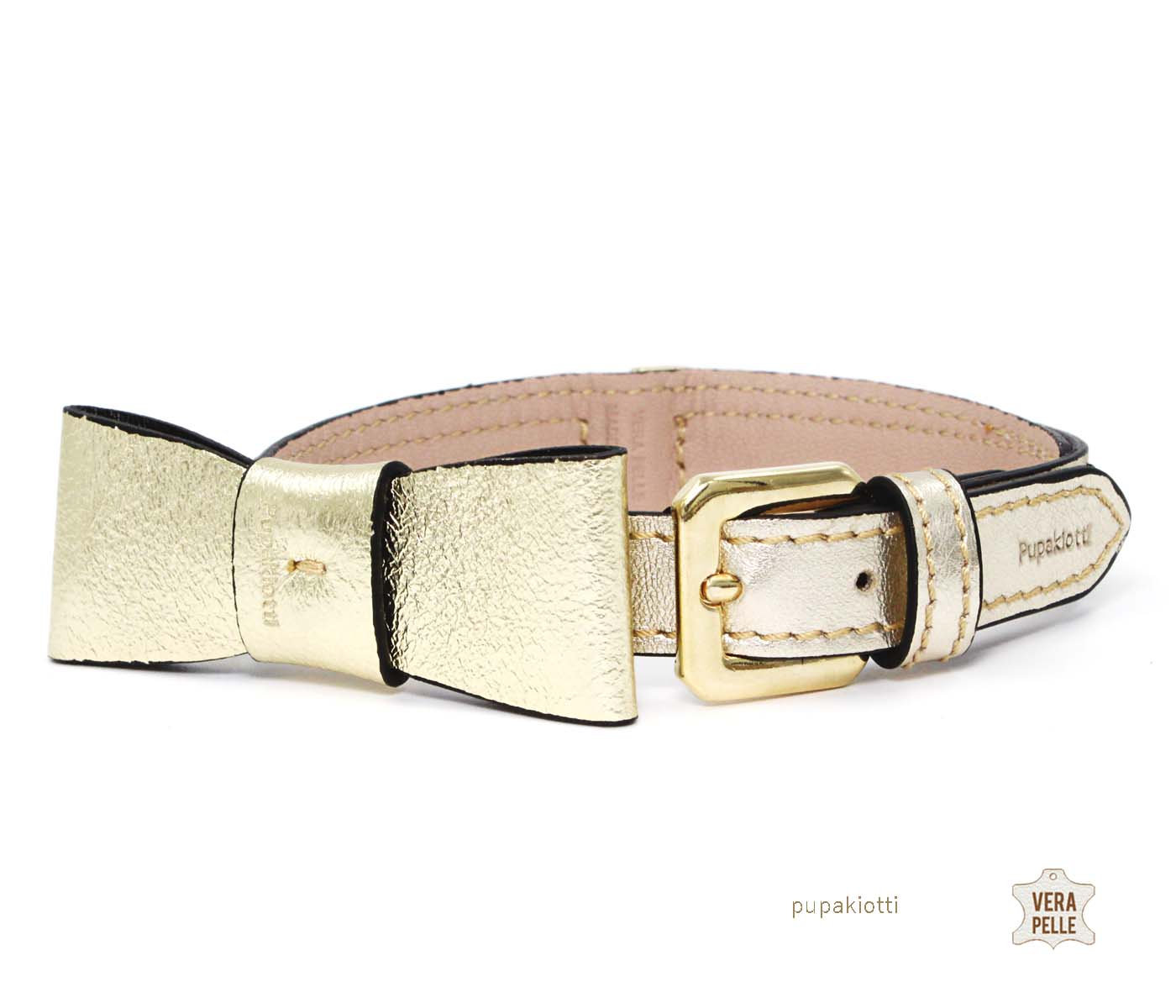 PRECIOUS. Collar  in laminaed genuine leather for dog