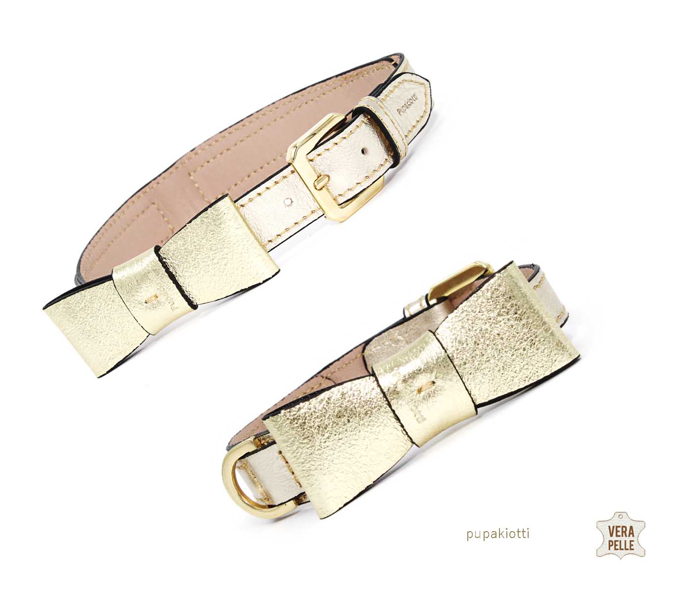 PRECIOUS. Collar  in laminaed genuine leather for dog