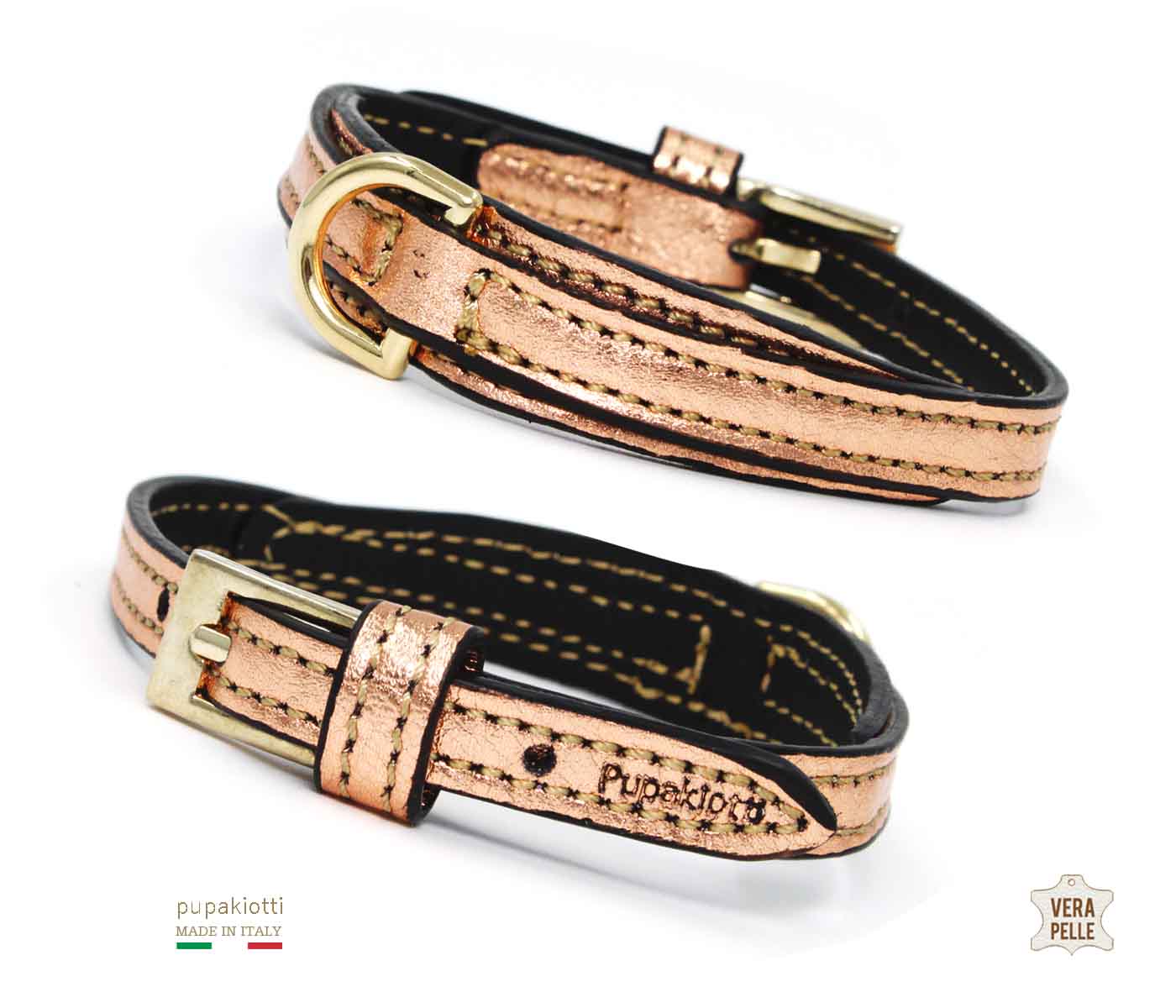 PRECIOUS. Collar  in laminaed genuine leather for dog