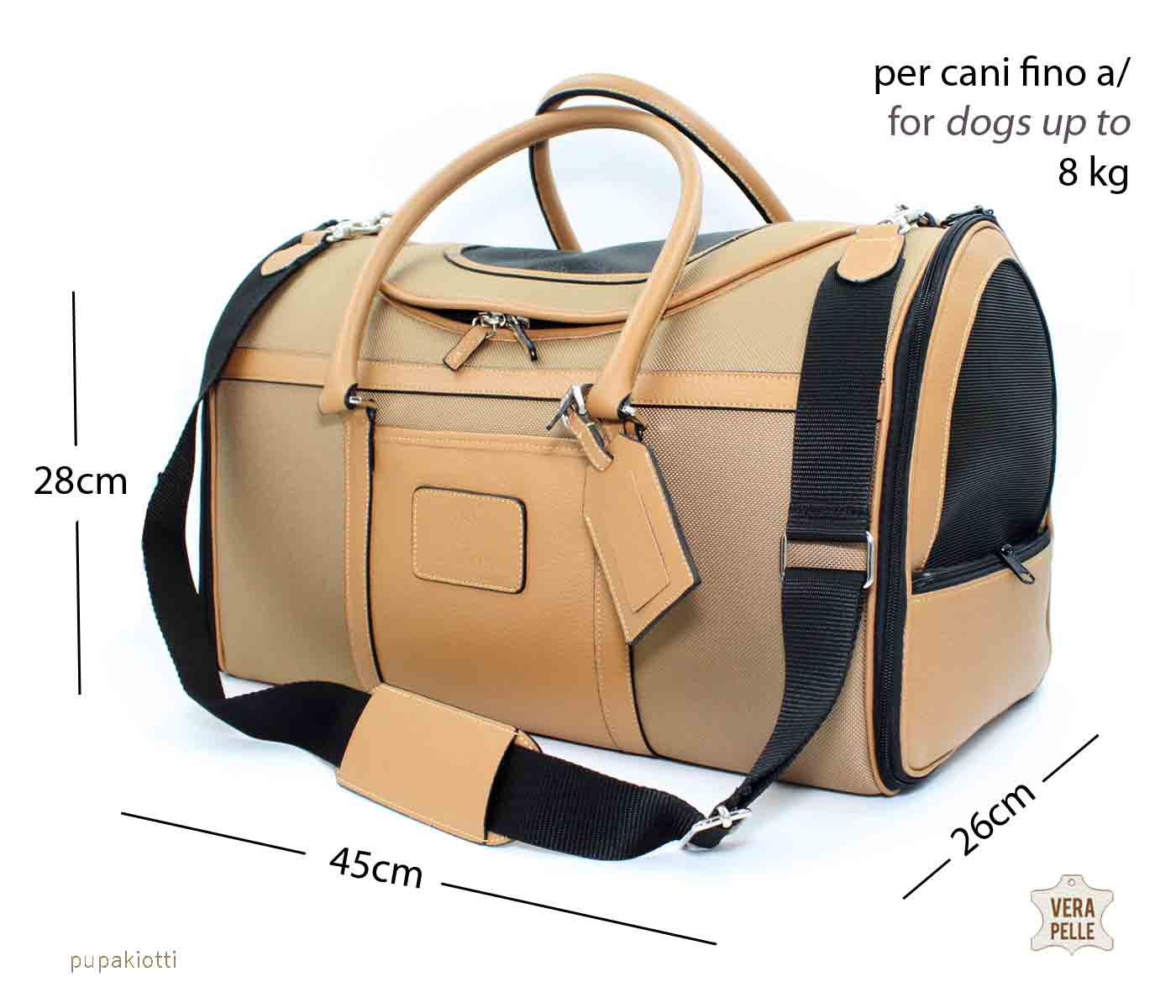 Sky. Carrying Bag in Genuine Leather and Technic waterproof fabric