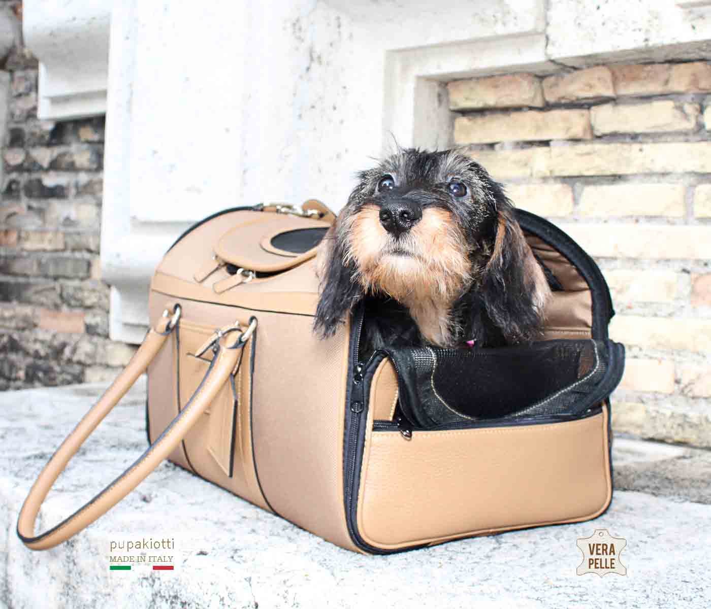 Sky. Carrying Bag in Genuine Leather and Technic waterproof fabric