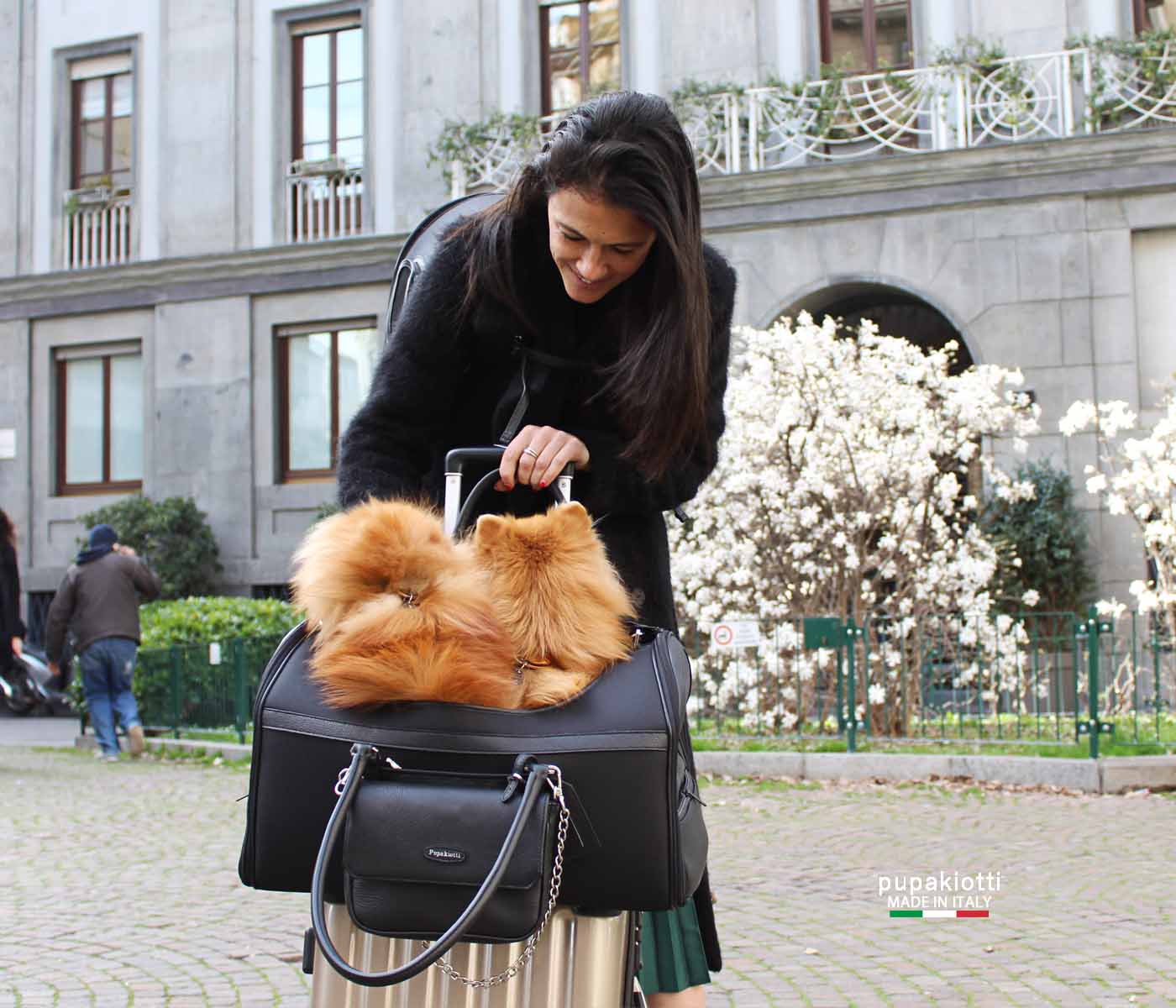 Sky. Carrying Bag in Genuine Leather and Technic waterproof fabric