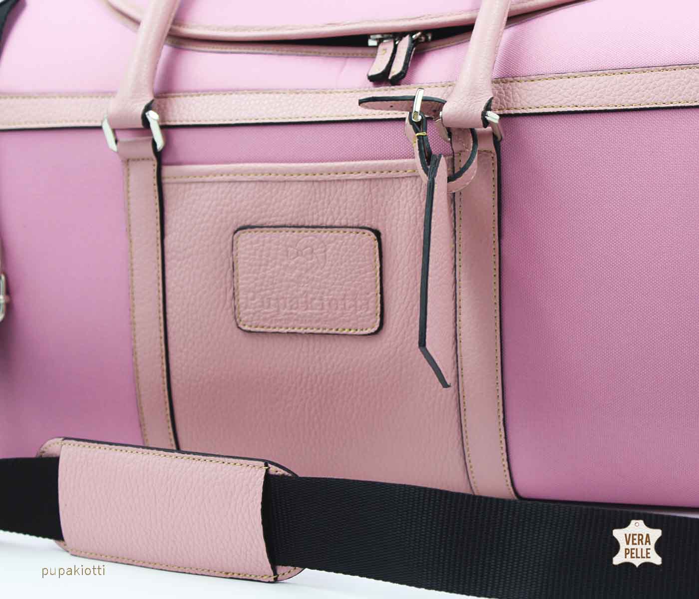 Sky. Carrying Bag in Genuine Leather and Technic waterproof fabric