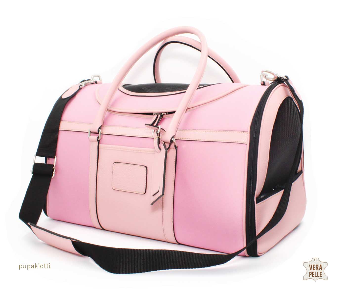 Sky. Carrying Bag in Genuine Leather and Technic waterproof fabric