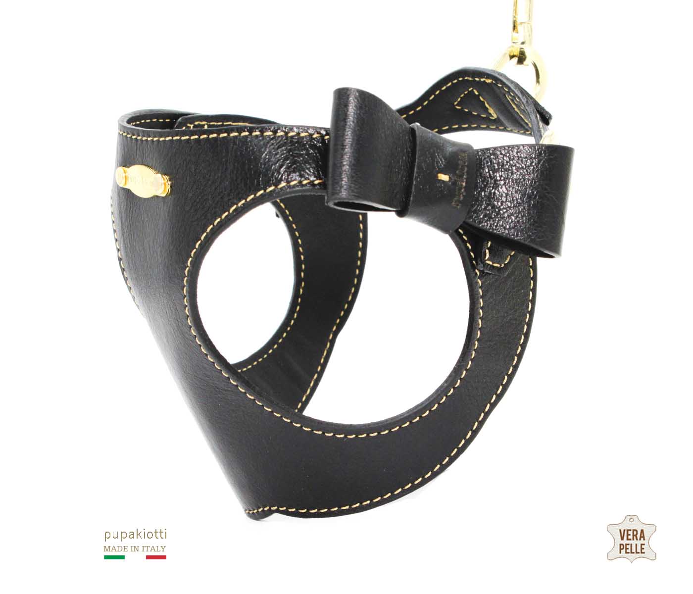 Precious. Harness with Bow made in Genuine Laminated Leather