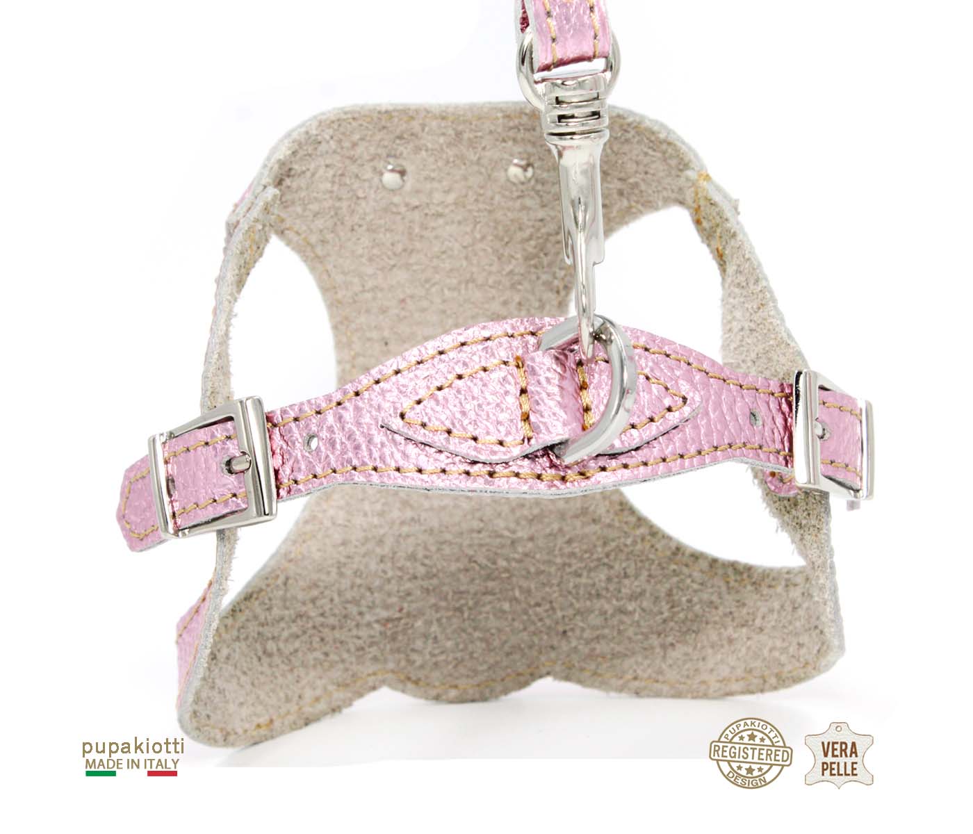 GLAM. 3-piece set. Harness and leash with bag holder in leather for dog