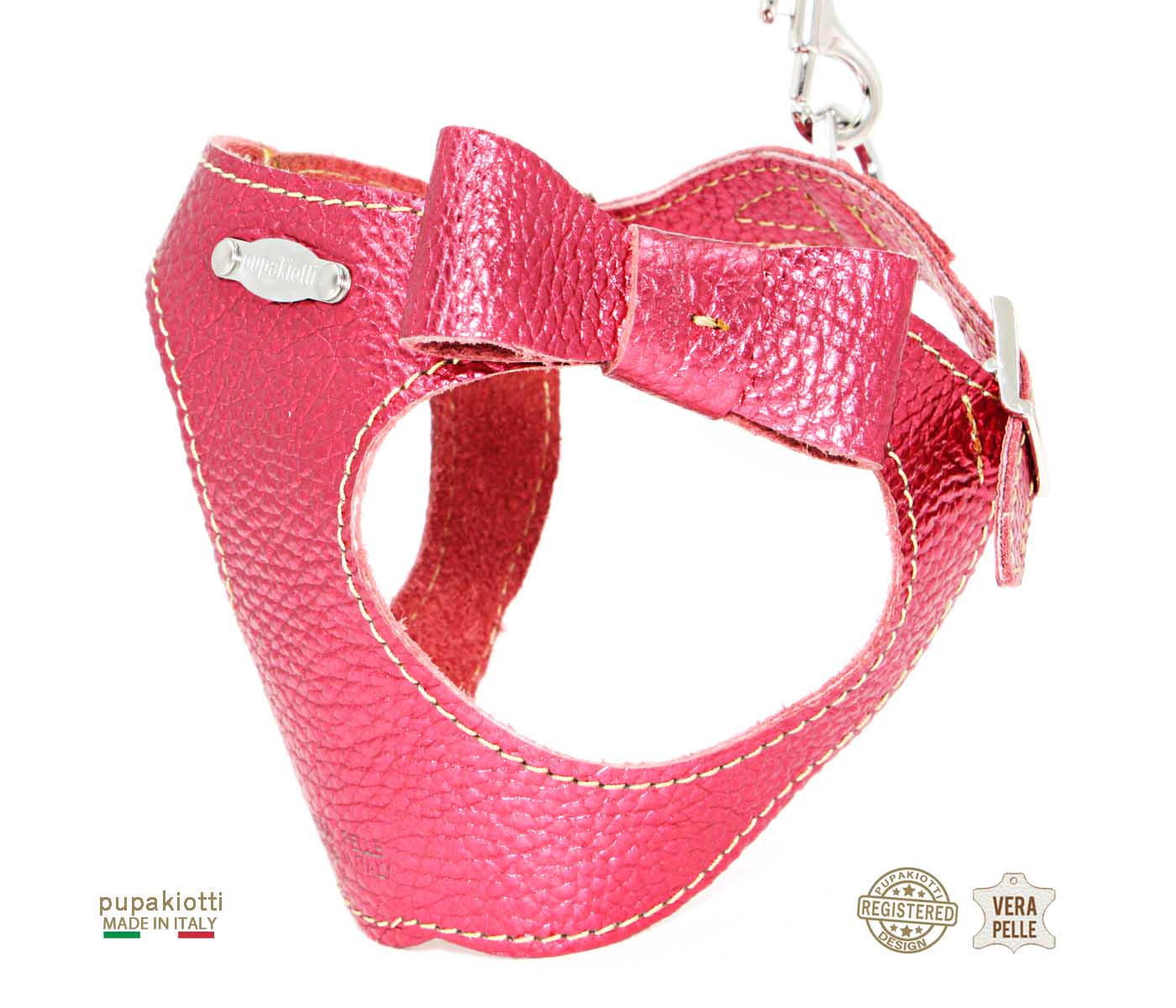 GLAM. 3-piece set. Harness and leash with bag holder in leather for dog