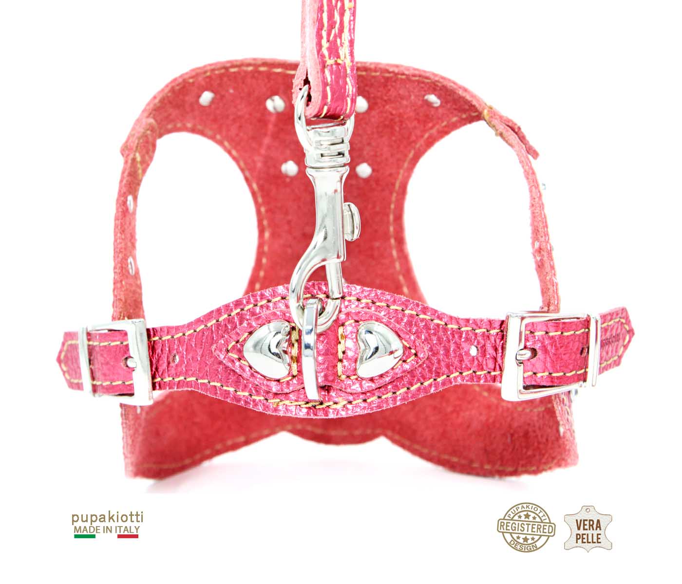 GLAM Swarovski. 3-piece set. Harness and leash with bag holder in leather for dog