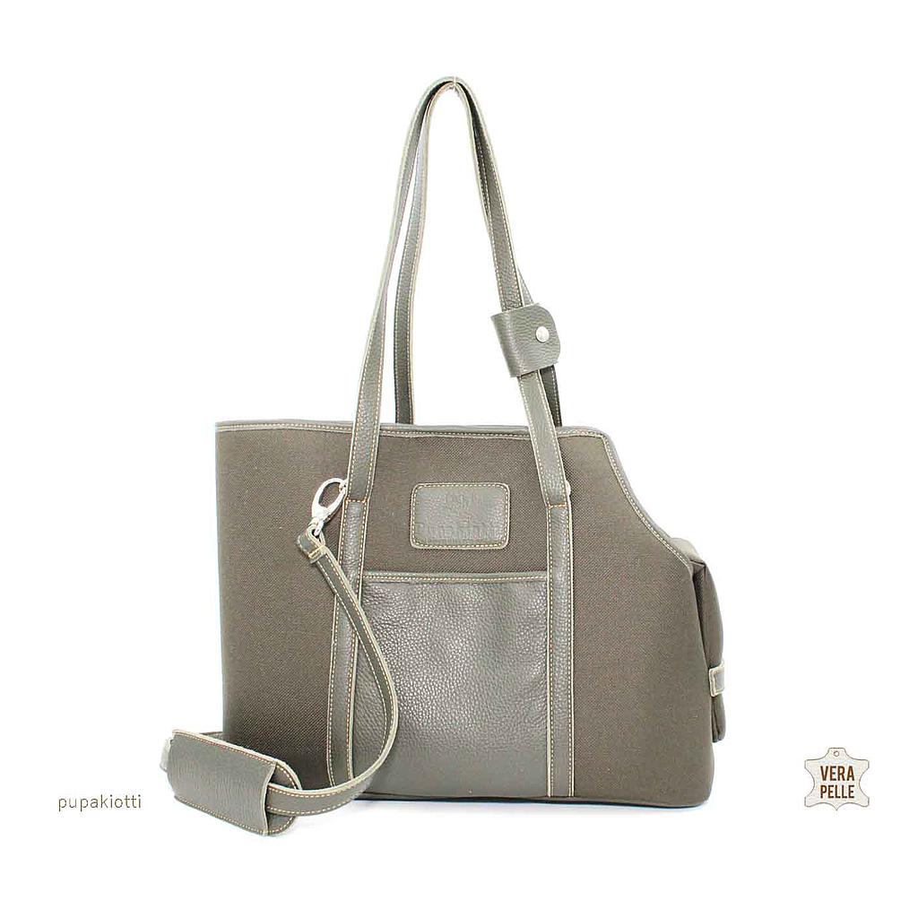 MARA. Carrying Bag made with Genuine Leather and technical waterproof fabric